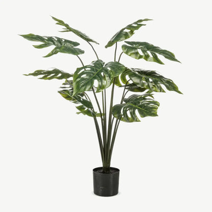 Künstliche Monstera 95 cm als Busch im schwarzen Topf Ø 13 cm