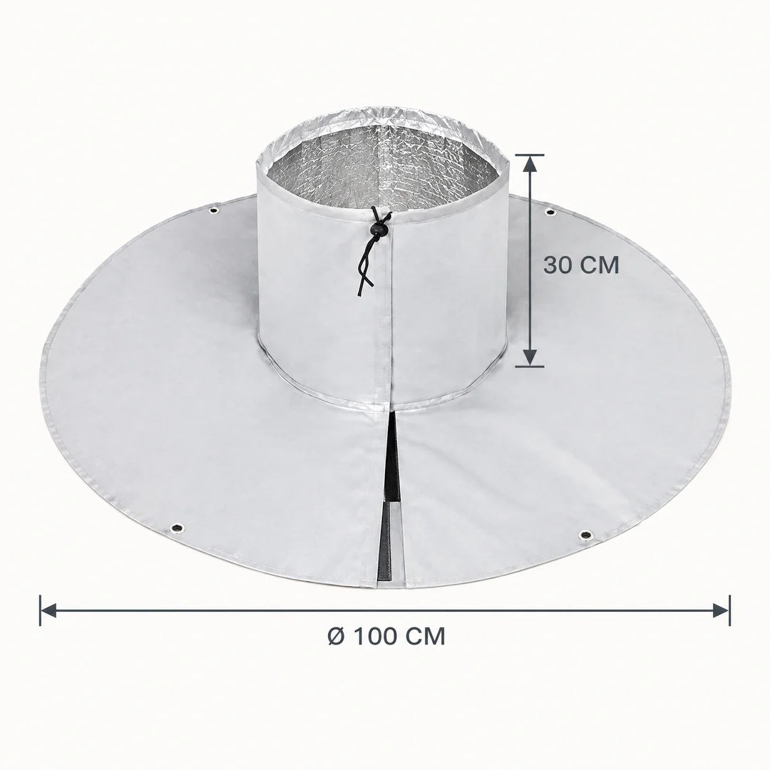 Maße: Bodenscheibe 100 cm Durchmesser, Manschette 30 cm hoch