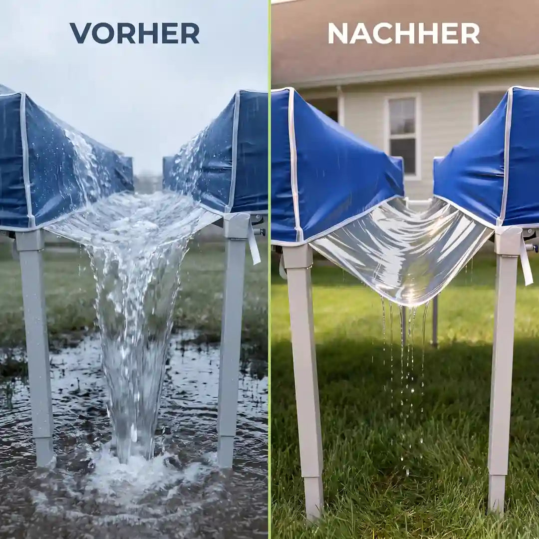 Vorher-Nachher: Wasserschwall in der Lücke gegenüber trockenem Übergang