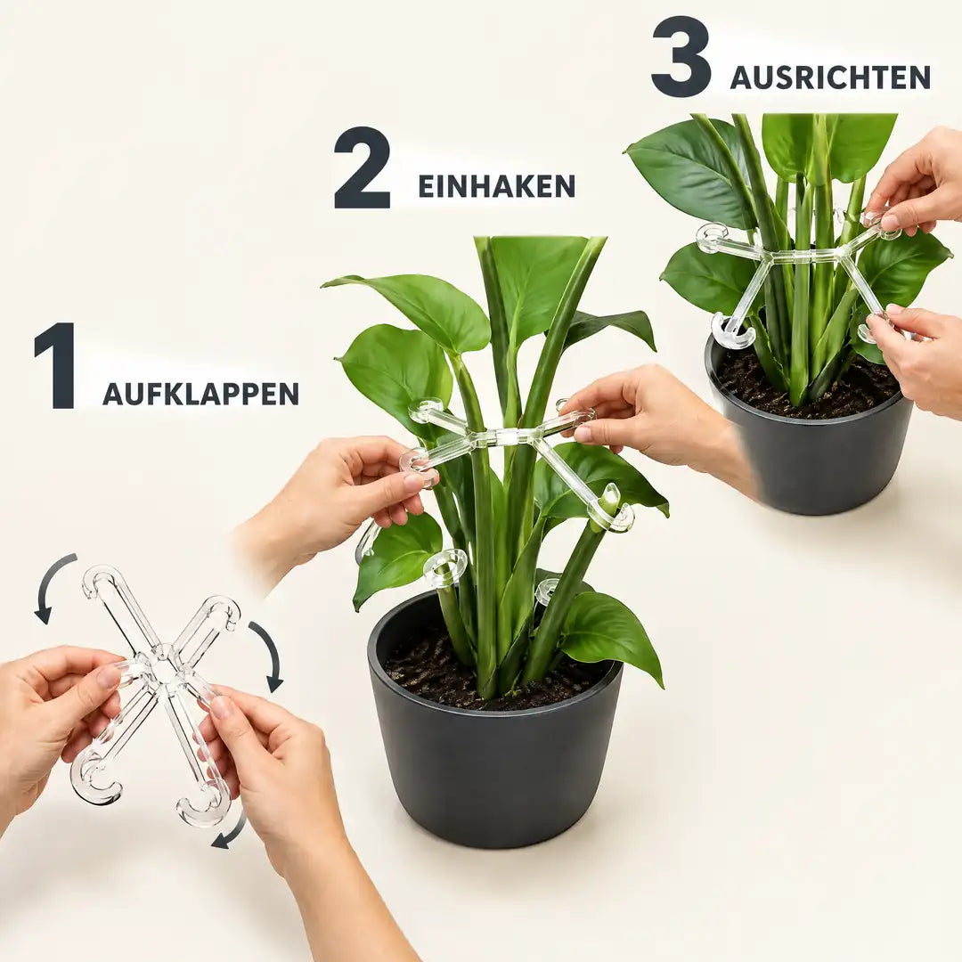 Anwendung in drei Schritten: Aufklappen, Einhaken, Ausrichten
