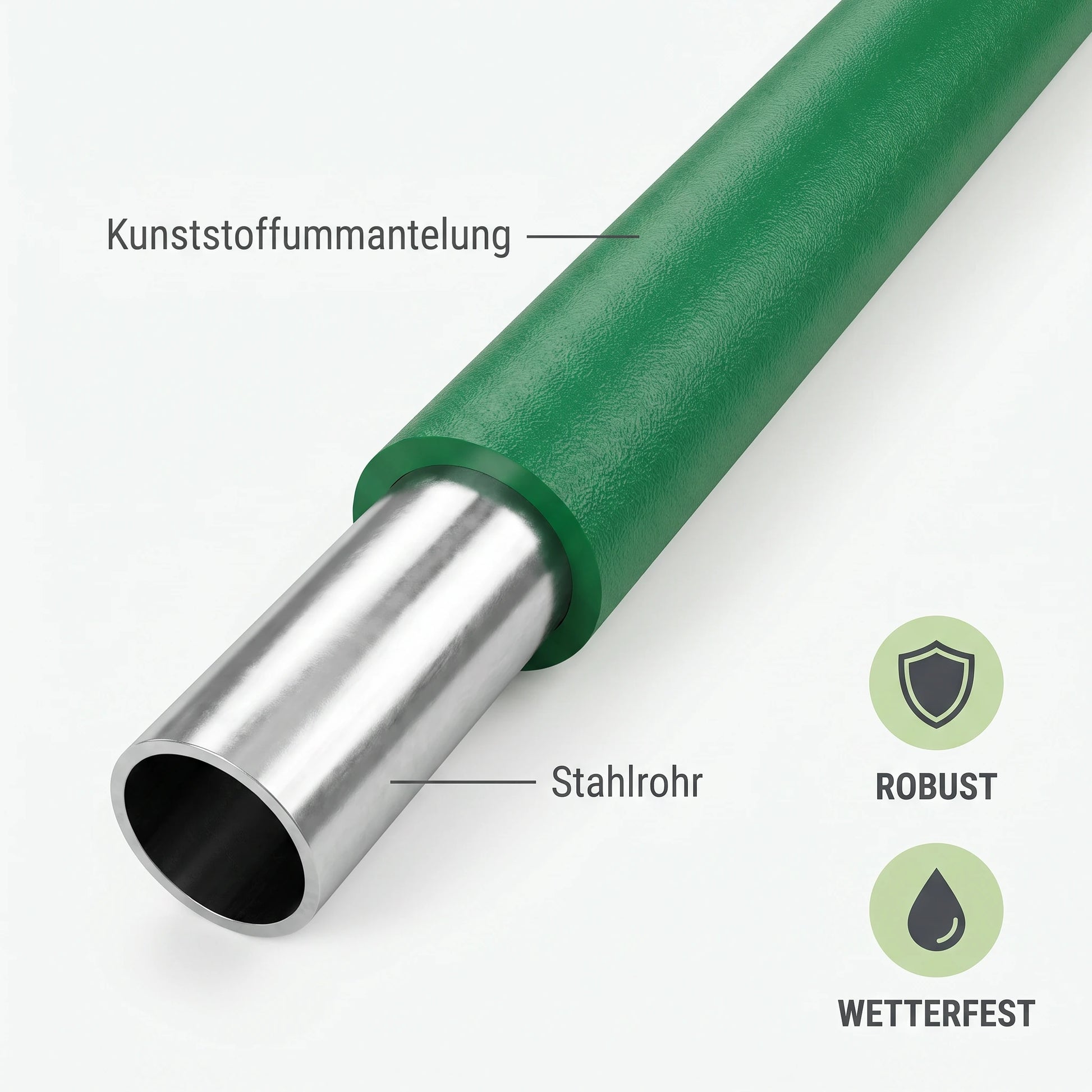 Pflanzstab Stahlkern mit Kunststoff-Ummantelung im Querschnitt