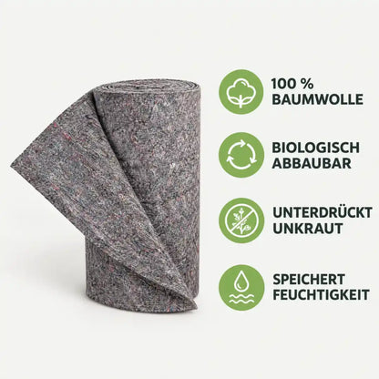 Rasenmatte Merkmale: 100 % Baumwolle, biologisch abbaubar, unterdrückt Unkraut, speichert Feuchtigkeit