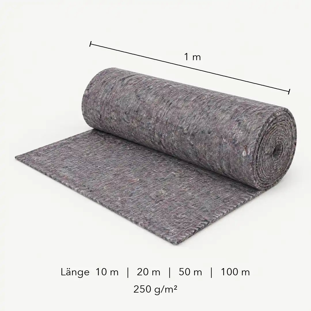 Maße der Rasenmatte: 1 m breit, Längen 10 m, 20 m, 50 m und 100 m, 250 g/m²