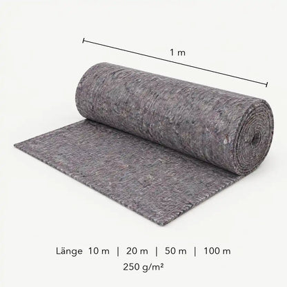 Maße der Rasenmatte: 1 m breit, Längen 10 m, 20 m, 50 m und 100 m, 250 g/m²