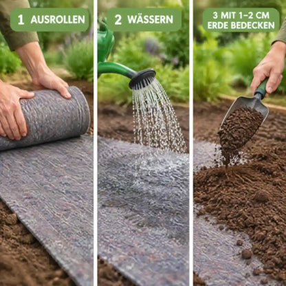 Rasenmatte verlegen in 3 Schritten: ausrollen, wässern, mit 1–2 cm Erde bedecken