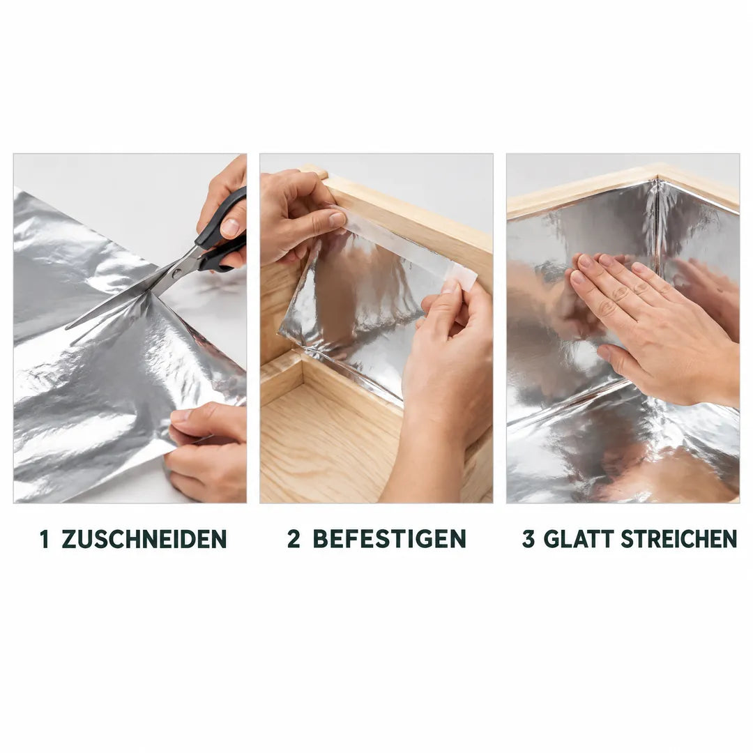 Reflektorfolie zuschneiden, befestigen und glatt streichen