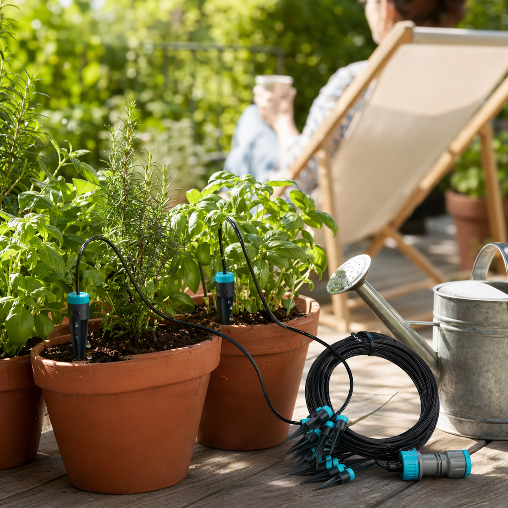 Bewässerungssystem Tröpfchenbewässerung – Anwendung auf dem Balkon