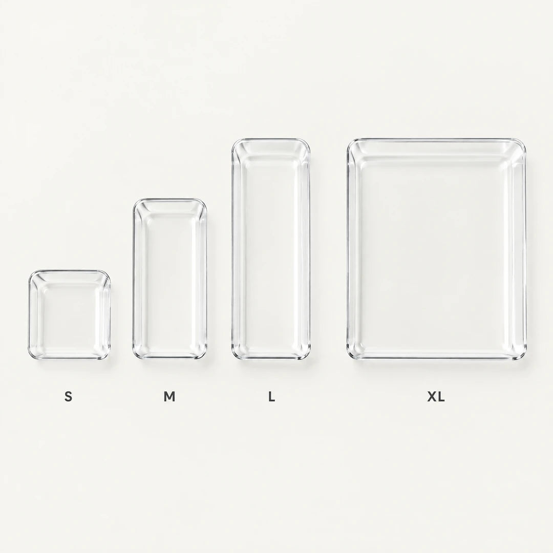 4er-Set: transparente Ordnungsboxen in den Größen S, M, L und XL
