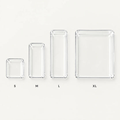 4er-Set: transparente Ordnungsboxen in den Größen S, M, L und XL