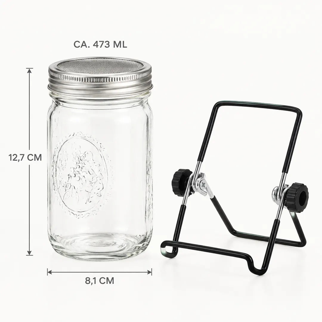 Maße des Sprossenglases: 12,7 cm hoch, 8,1 cm breit, ca. 473 ml
