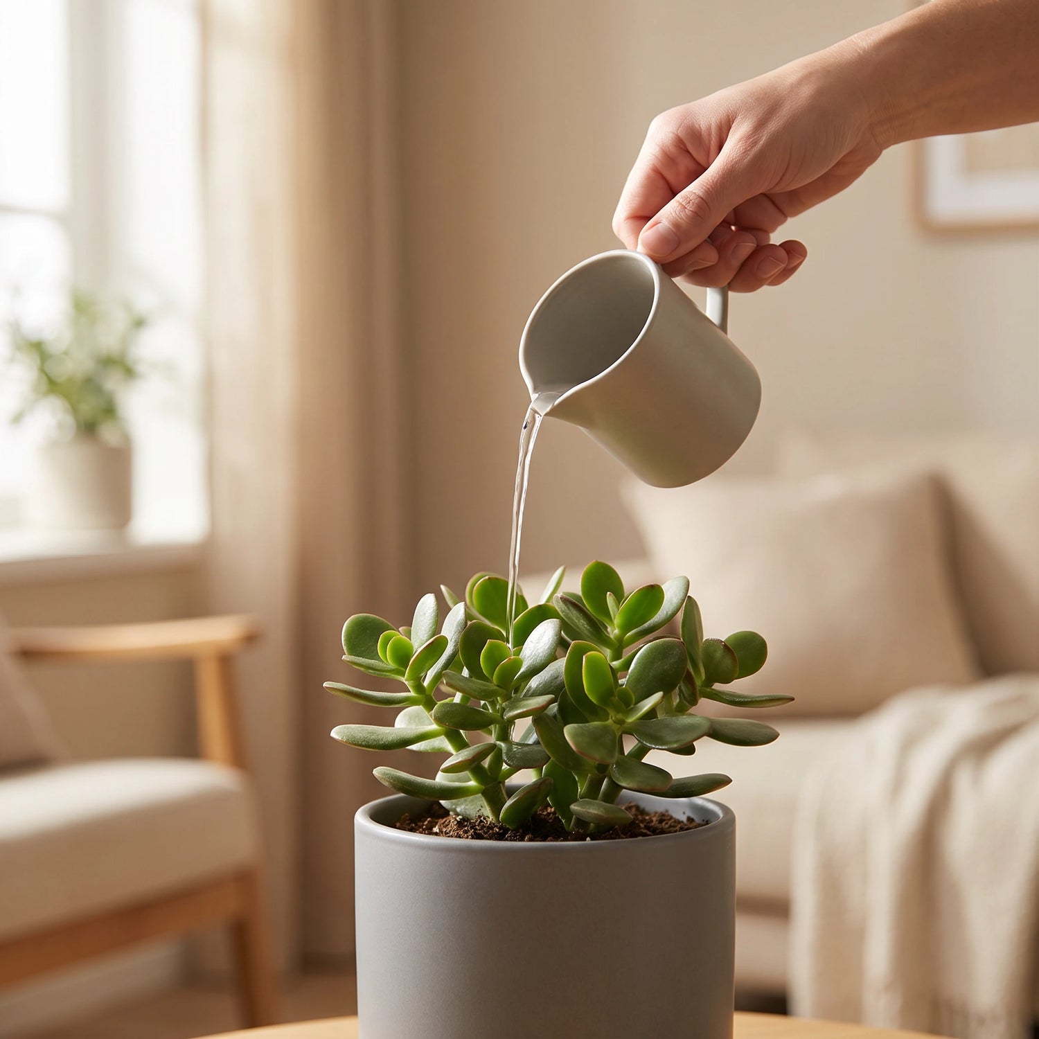 Sukkulenten Mix wird sparsam gegossen – Pflegemoment