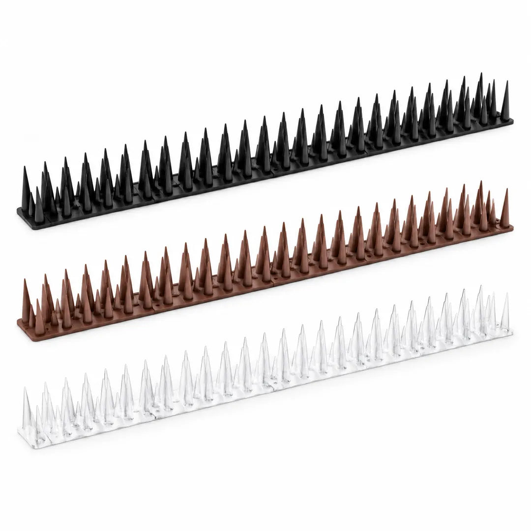 Vogelabwehr Spikeleisten in Schwarz, Braun und Transparent