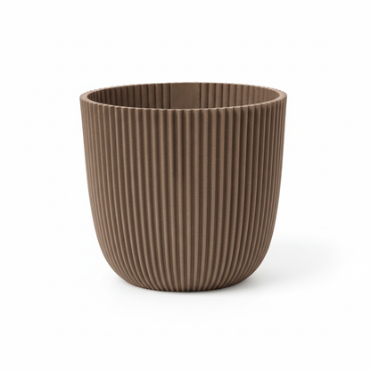 Übertopf mit Rillen in Taupe, Ø 17 cm, 15 cm hoch