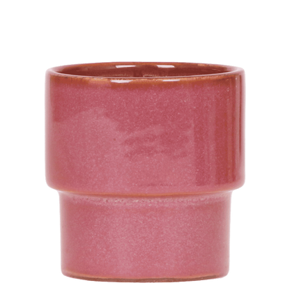 Übertopf Keramik in Rosa, glasiert, Retro-Stufenform