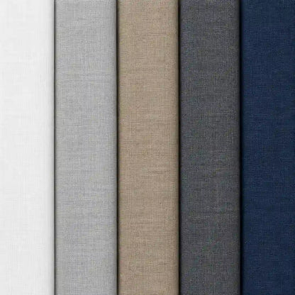 Farbfächer der fünf Farben: Weiß, Hellgrau, Khaki, Dunkelgrau und Navyblau