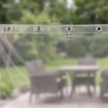 Ösenabstand von 50 cm und Ösendurchmesser 16 mm an der gesäumten Kante der Plane