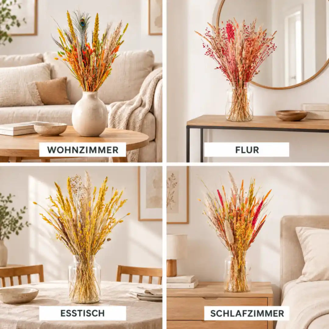 Trockenblumen Deko für Wohnzimmer, Flur, Esstisch und Schlafzimmer