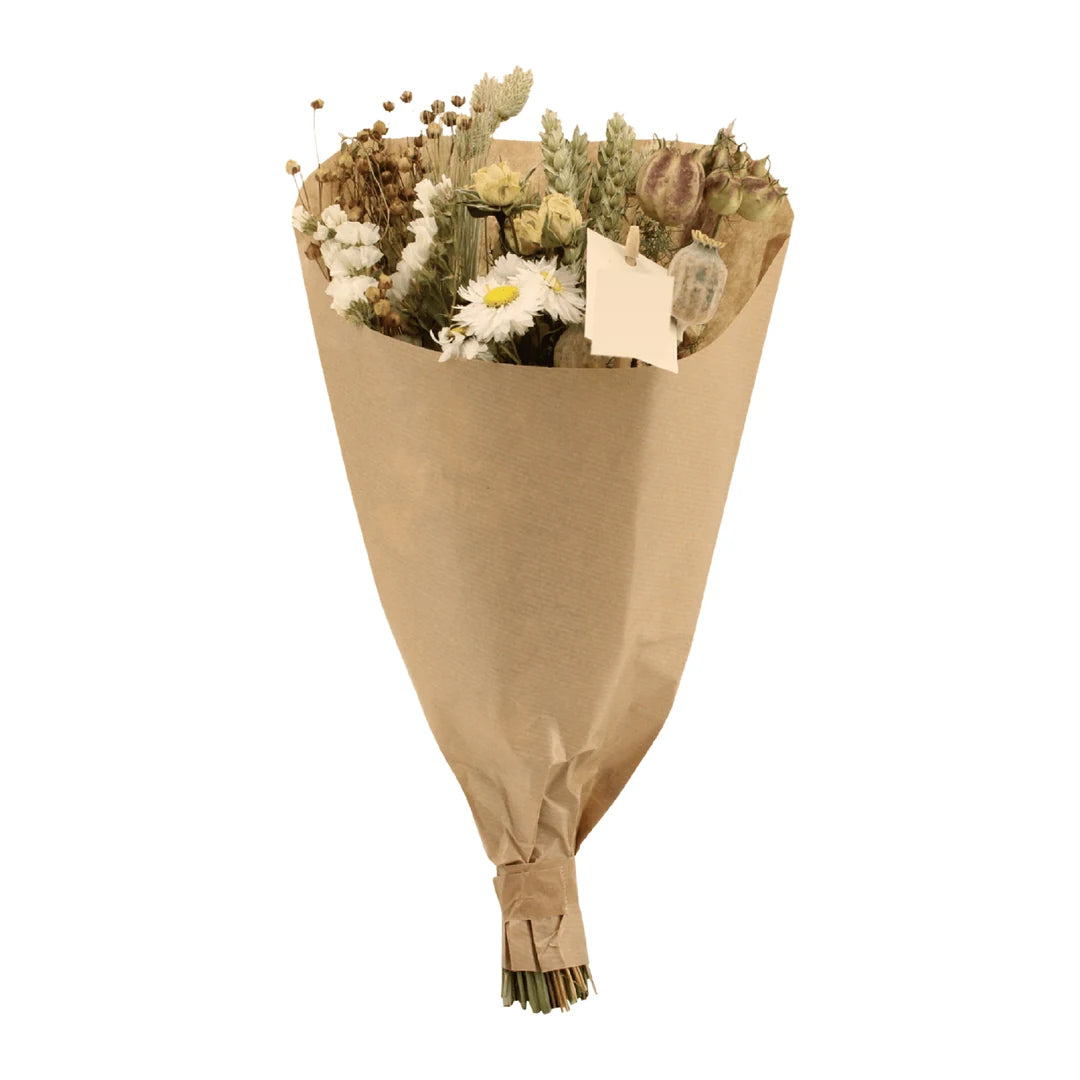 Trockenstrauß natur, 35 cm, in Kraftpapier