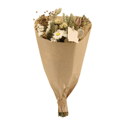 Trockenstrauß natur, 35 cm, in Kraftpapier