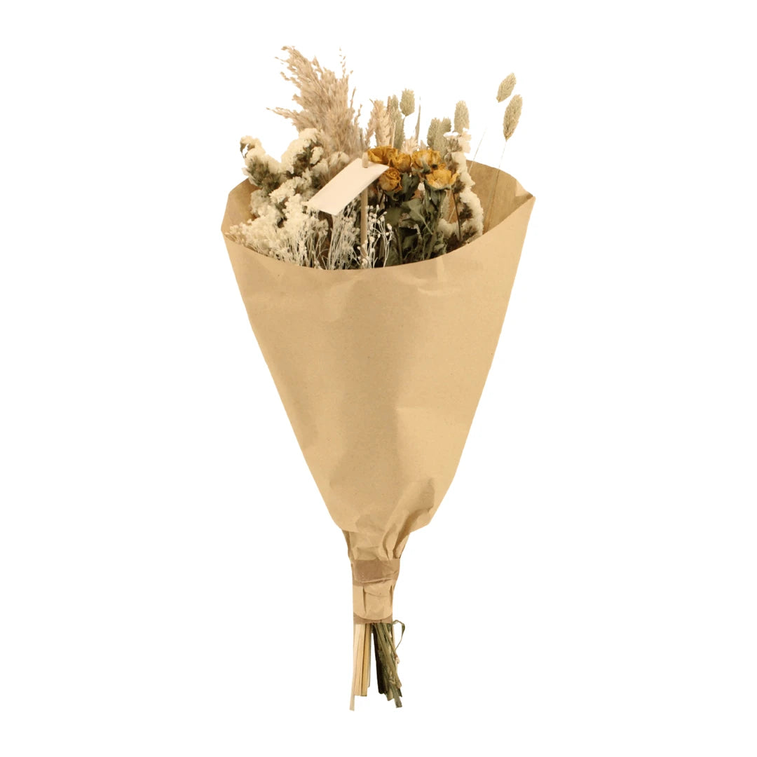 Trockenstrauß natur, 50 cm, in Kraftpapier