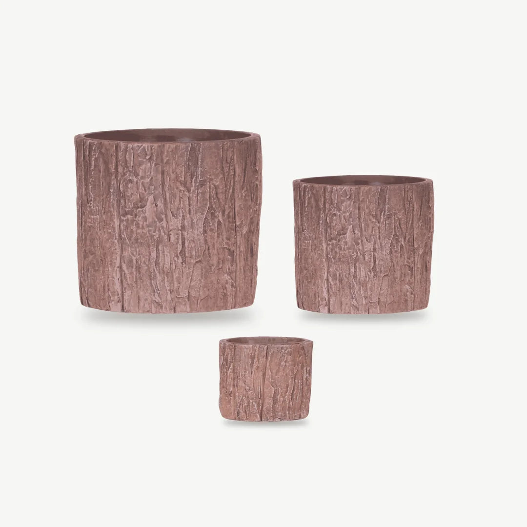 Übertopf für Orchideen – Keramik in Holzoptik mit Rindenrelief - Ø 6 cm