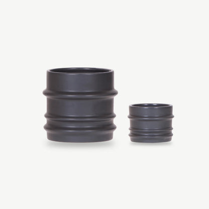 Übertopf matt in Schwarz, Ø 9 cm und Ø 6 cm