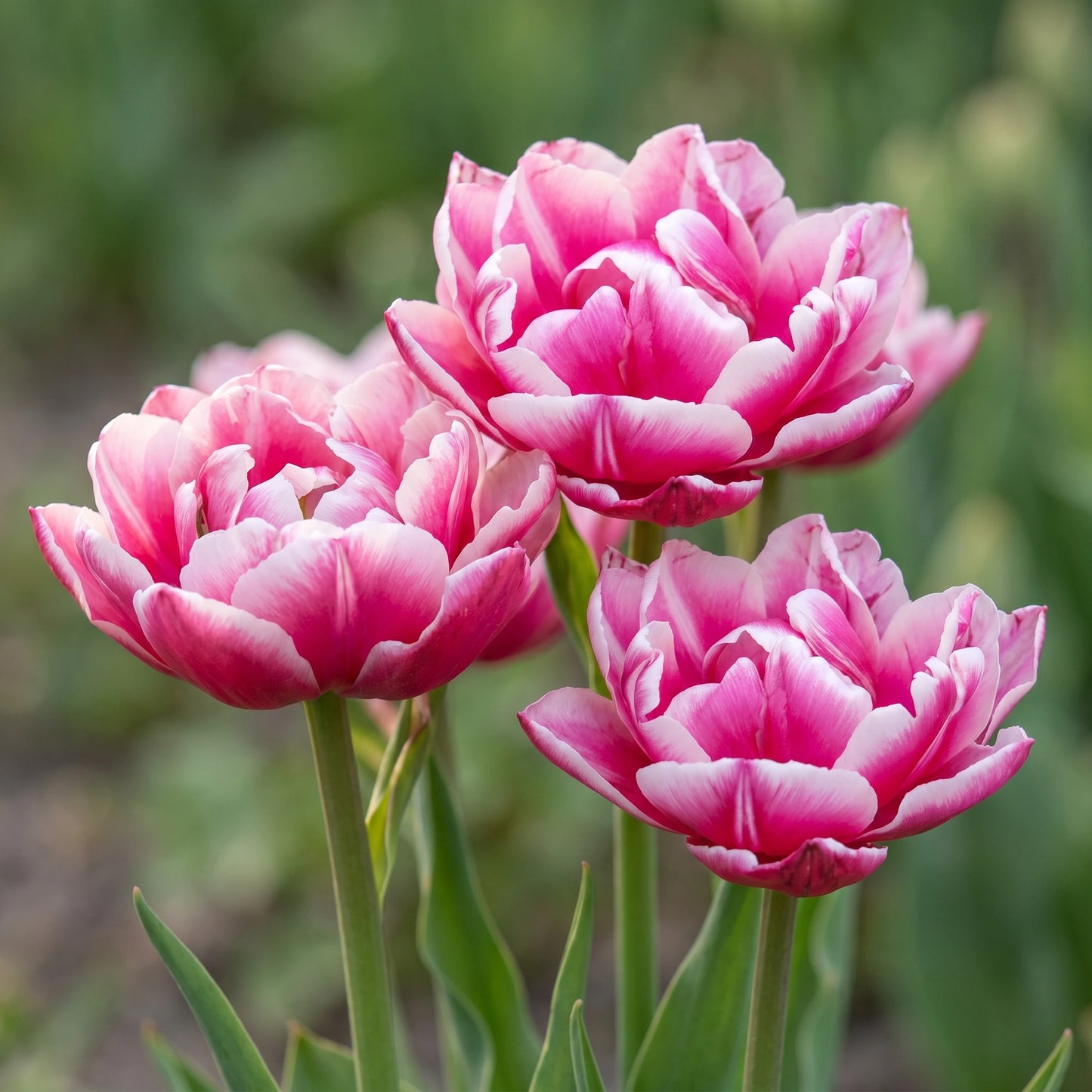 Tulpe Columbus in Blüte – rosa-weiß, gefüllt