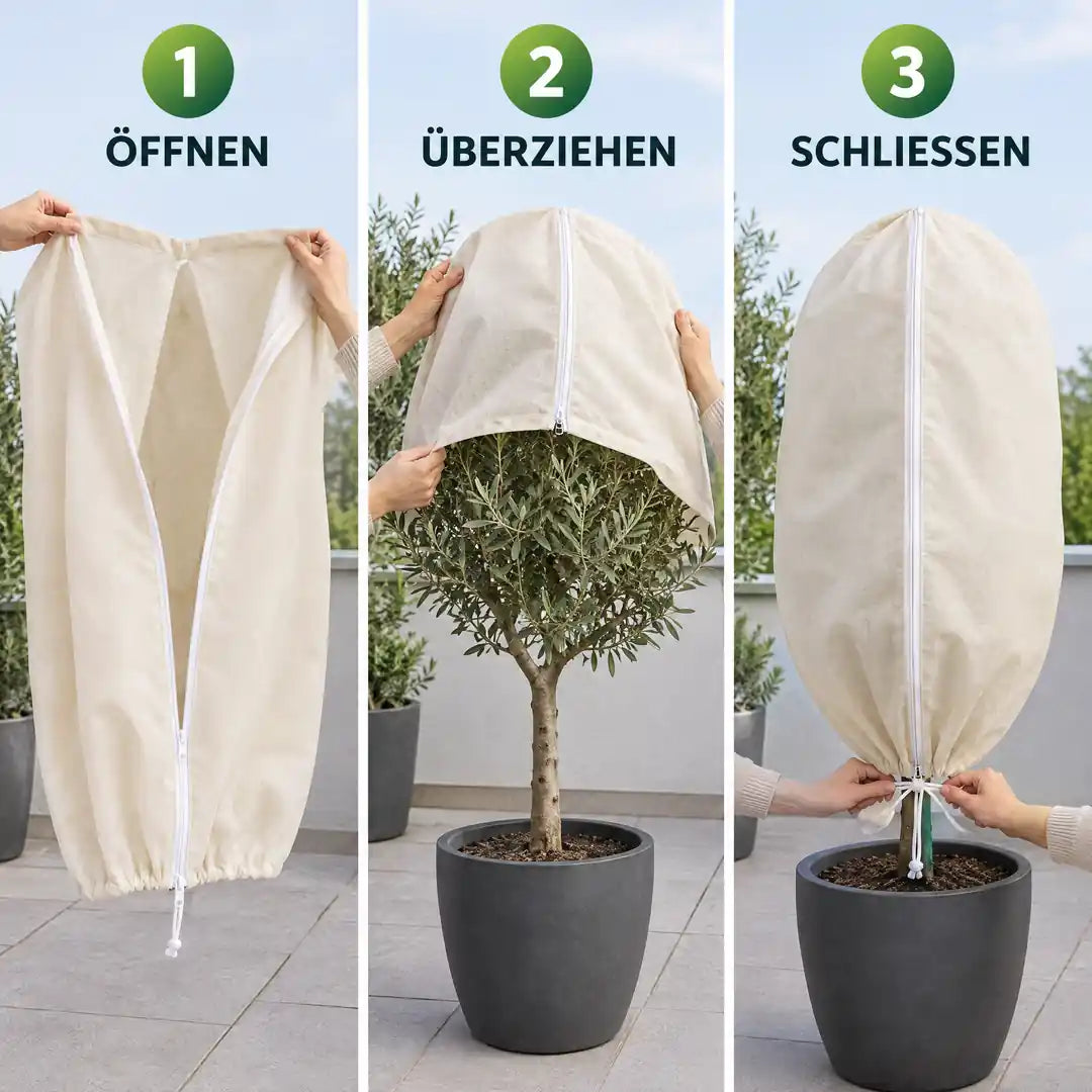 Anwendung in drei Schritten: Öffnen, Überziehen, Schließen